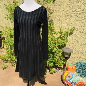 Sarah Pacini Made in Italy Black MIDI Dress